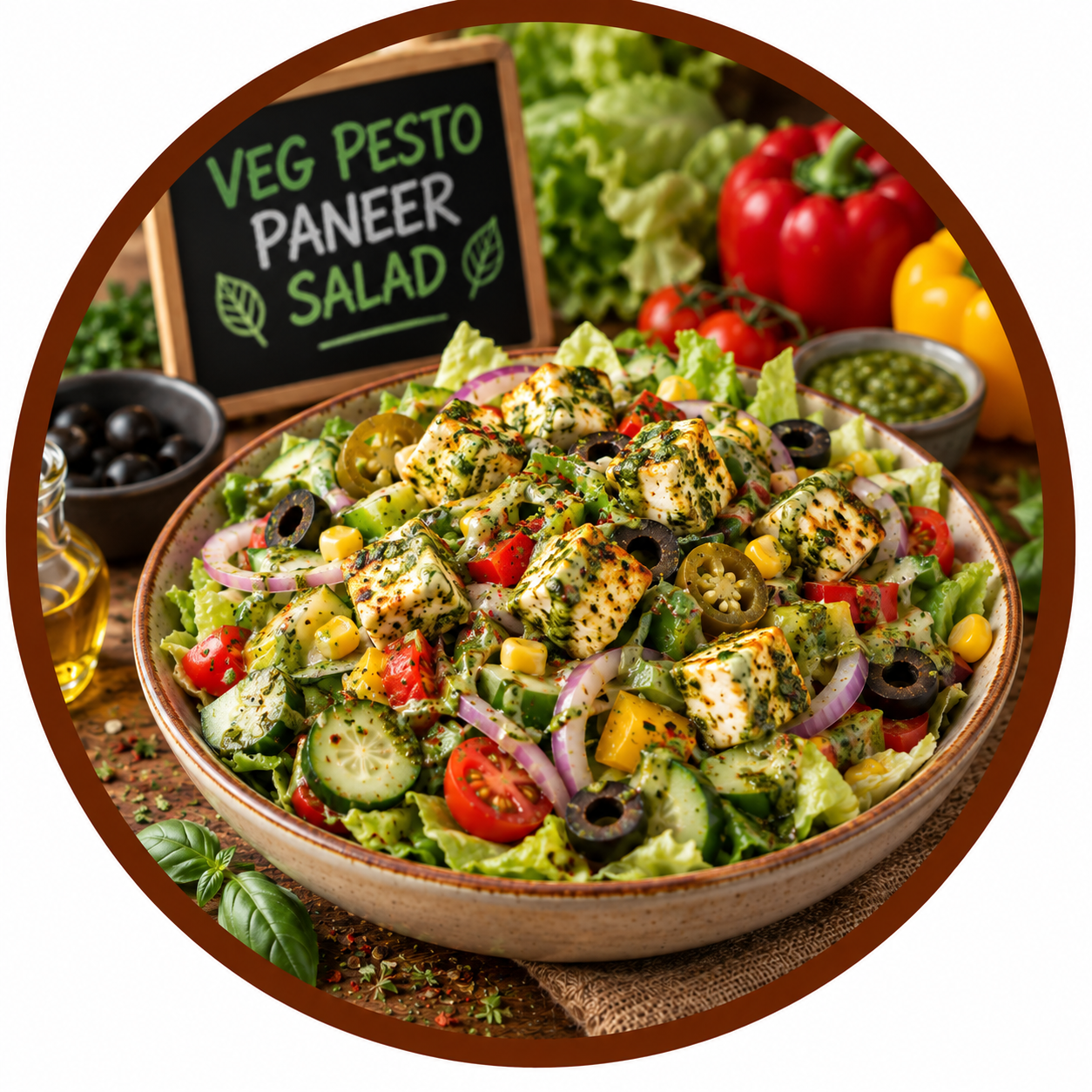 Veg Pesto Paneer Salad