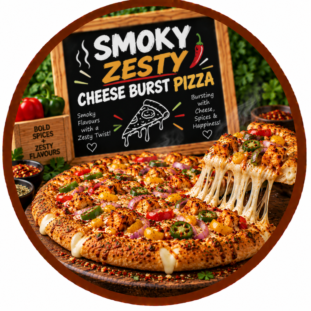 Smoky Zesty Cheese Burst Pizza