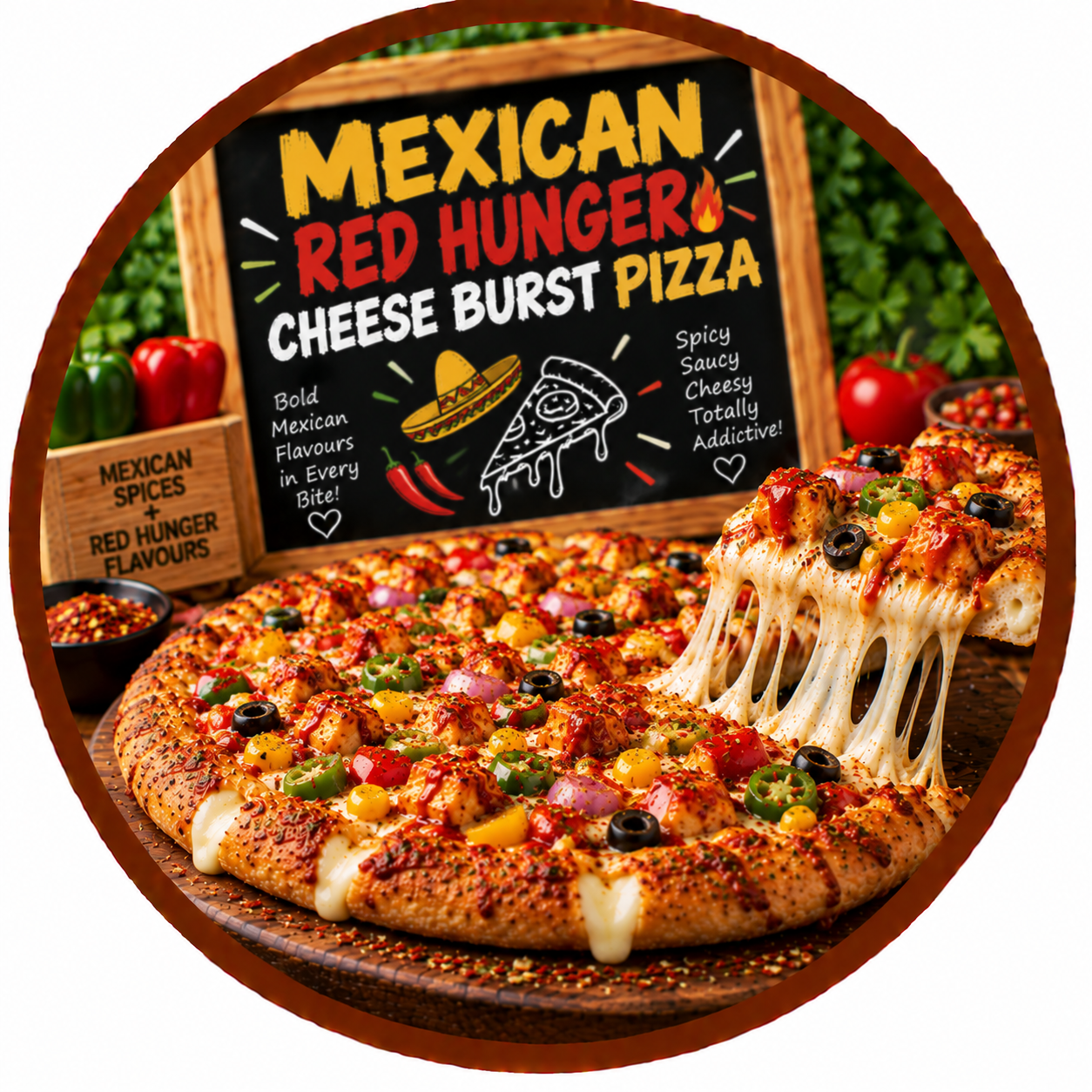 Mexican Red Hunger Cheese Burst Pizza
